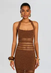 Jaycee Crochet Dress(Sepia/Bronze,XXS)
