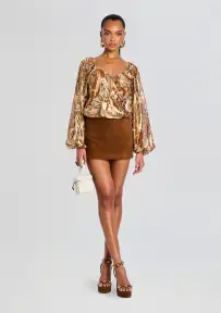 Arabella Silk Blouse(Terracotta Bandana,XXS)