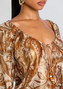 Arabella Silk Blouse(Terracotta Bandana,XXS)