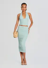 Pia Mesh Midi Skirt(Frosted Sea,XXS)
