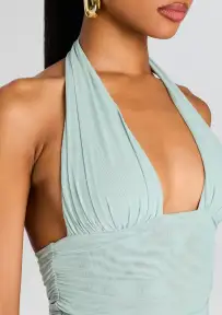 Bimini Mesh Halter Top(Frosted Sea,XXS)