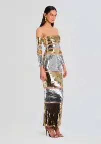 Desi Sequin Dress(Silver/Gold,XXS)