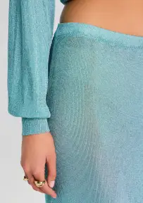Harmony Metallic Knit Skirt(Frosted Sea,XXS)