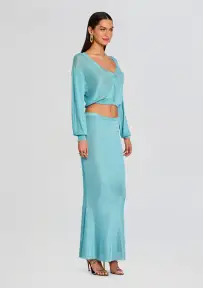Harmony Metallic Knit Skirt(Frosted Sea,XXS)