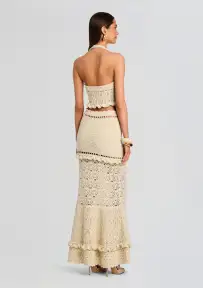 Soliana Crochet Top(Ivory/Gold,XXS)