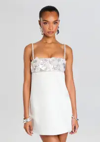 Lark Embroidered Dress(White,XXS)