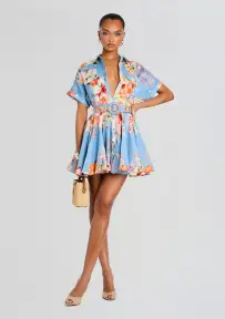 Saba Short Dress(Blue Floral,XXS)