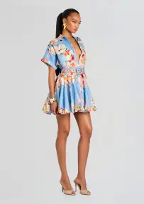 Saba Short Dress(Blue Floral,XXS)