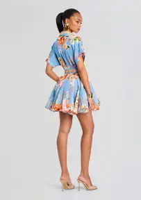 Saba Short Dress(Blue Floral,XXS)