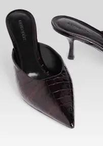 Bonnie Leather Mule(Burgundy Croco,35)