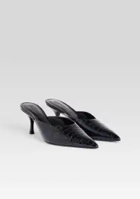 Bonnie Leather Mule(Navy Croco,35)