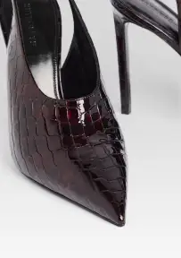 Celia Leather Slingback(Burgundy Croco,35)
