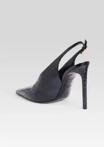Celia Leather Slingback(Navy Croco,35)