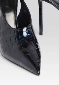Celia Leather Slingback(Navy Croco,35)