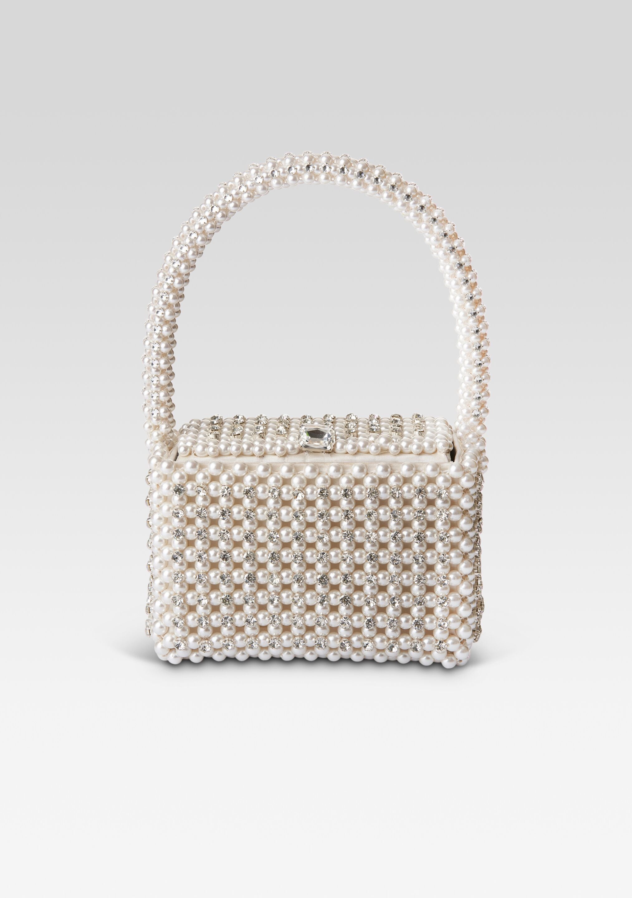 Eclipse Pearl Crystal Bag - White/Silver
