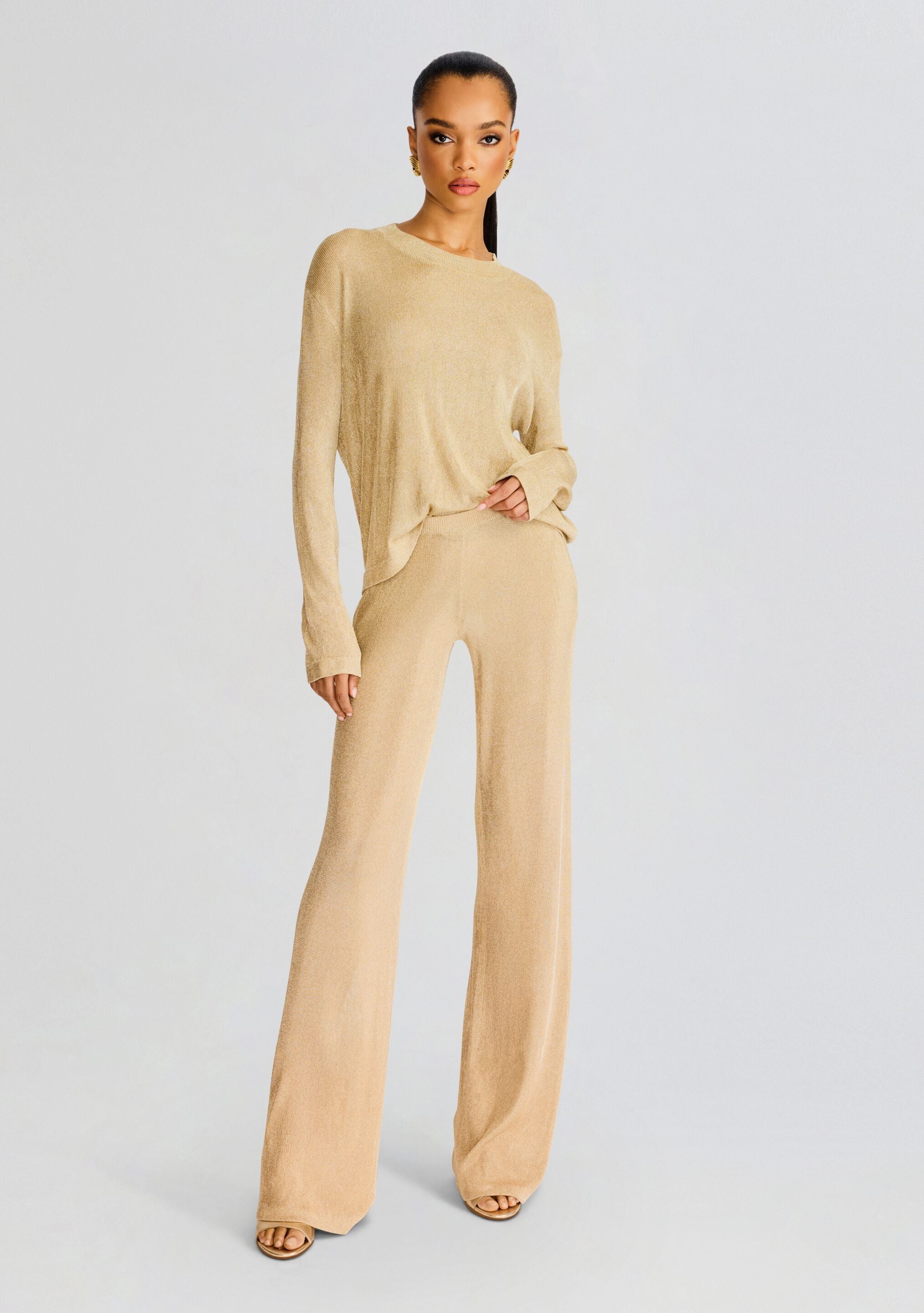 Hana Metallic Knit Top(Gold,XXS)