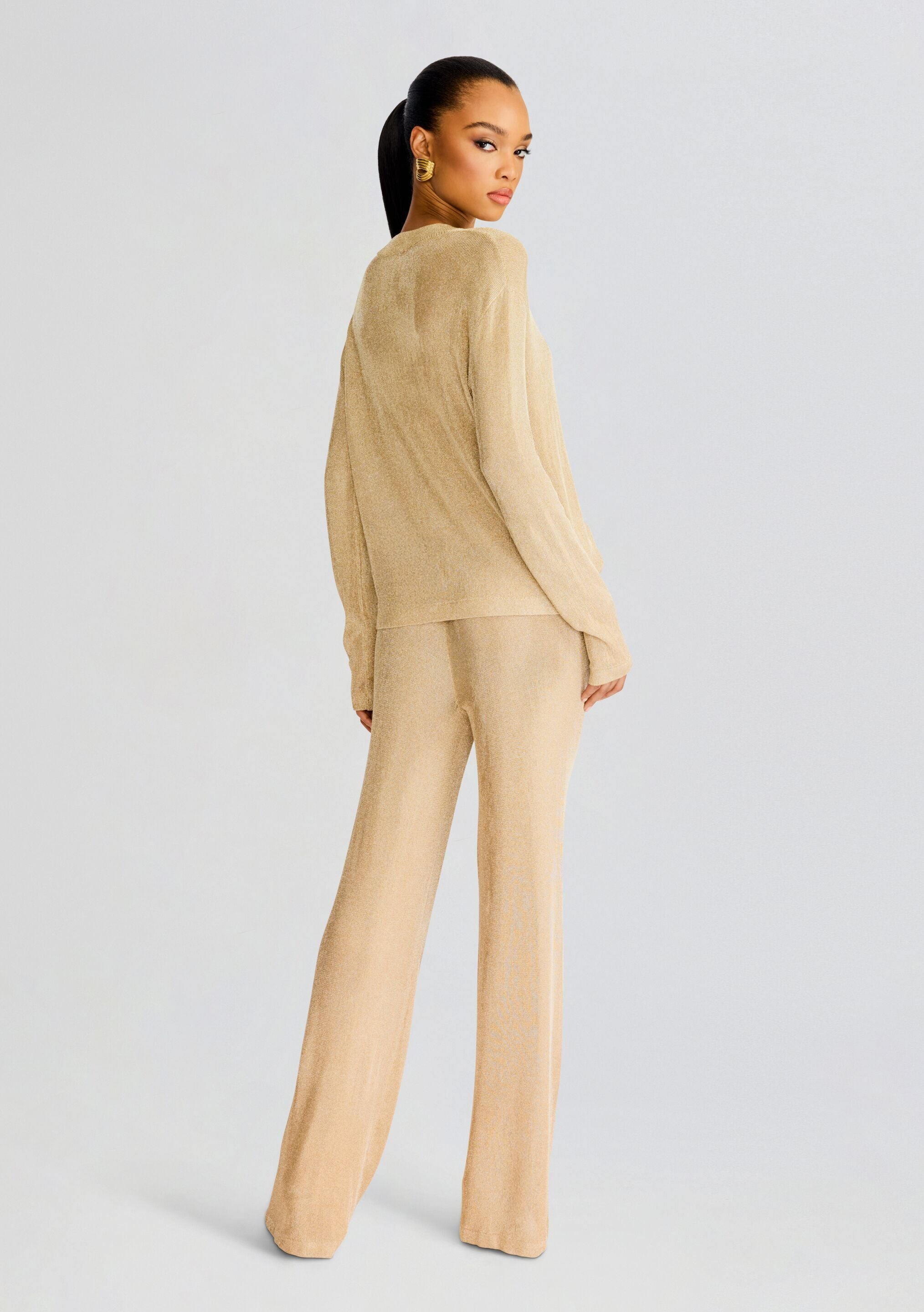 Hana Metallic Knit Top(Gold,XXS)