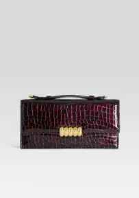 Phoebe Clutch - Burgundy Croco
