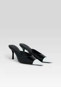 Allegra Leather Kitten Mule(Black,36)