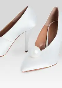 Corinna Satin Heel(Winter White w Pearl,35)