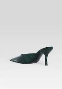 Francesca Leather Kitten Mule(Pine Croco,35)