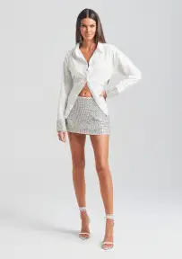 Ruby Crystal Skirt(White/Silver,XXS)