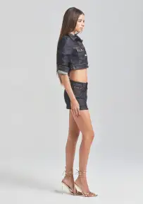 Ollie Cropped Denim Jacket(Dark Denim Foiling,XXS)