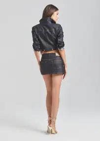 Ollie Cropped Denim Jacket(Dark Denim Foiling,XXS)