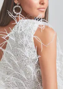 Sina Feather Dress(White/Silver,XXS)