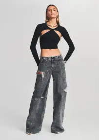 Aston Wide Leg Jean(Smoke Black,22)