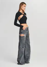 Aston Wide Leg Jean(Smoke Black,22)
