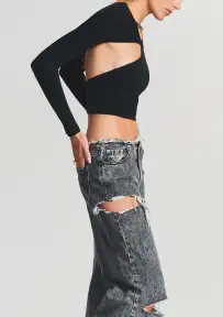 Aston Wide Leg Jean(Smoke Black,22)