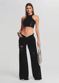 Ollie Wide Leg Jean(Stone Black,22)