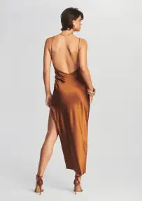Callie Silk Dress(Cognac,XXS)