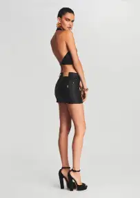 Brielle Coated Denim Vest(Coated Black,XXS)