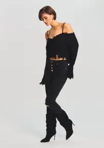 Mid Rise Dax Pant(True Black,23)