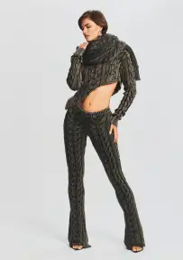 Blanket Cable Knit Scarf - Black Washed