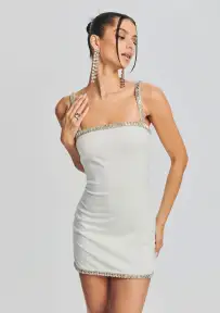 Regina Dress(White/Silver,XXS)