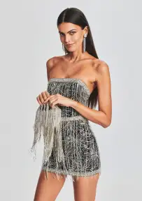 Talia Small Crystal Logo Bag - Black/Silver