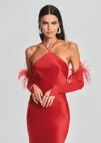 Penny Feather Gloves - Red