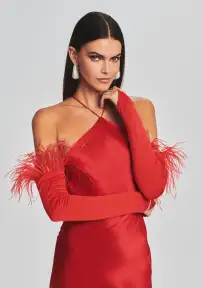 Penny Feather Gloves - Red