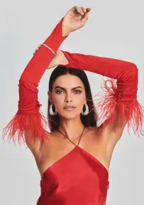 Penny Feather Gloves - Red