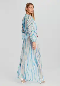 Cher Silk Chiffon Robe(Blue Zebra,XXS)