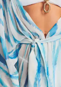 Cher Silk Chiffon Robe(Blue Zebra,XXS)