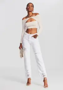 Maggie Mid Rise Jean(Optic White,22)