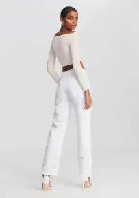 Maggie Mid Rise Jean(Optic White,22)