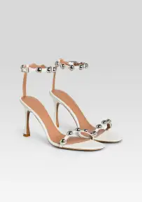 Amata Embellished Heel(White/Silver,36)