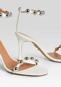 Amata Embellished Heel(White/Silver,36)