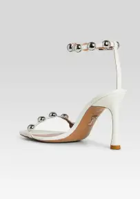 Amata Embellished Heel(White/Silver,36)