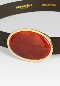 Dagmar High Waist Leather Belt(Garnet/Brown,XXS/XS)